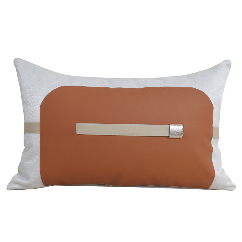 轻奢现代酒店民宿床批发pu手工编织沙发抱枕软装样板间靠垫多件套