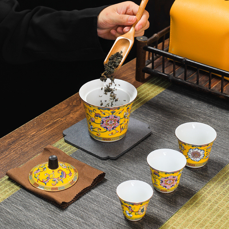 热销旅行茶具套装一壶三杯收纳随身便携式中式快客杯羊脂玉户外茶