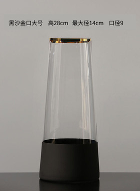 北欧简约玻璃花瓶磨砂金口t筒绿植插花轻奢摆件客厅桌面装饰花器