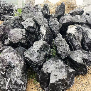 景观石造景假山水钵加工汀步石日式庭院枯山水景石笼石园林黑山石