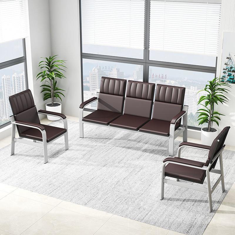 q褅11商务沙发茶几组合三人位简易小型公室简约公客接待铁架排椅