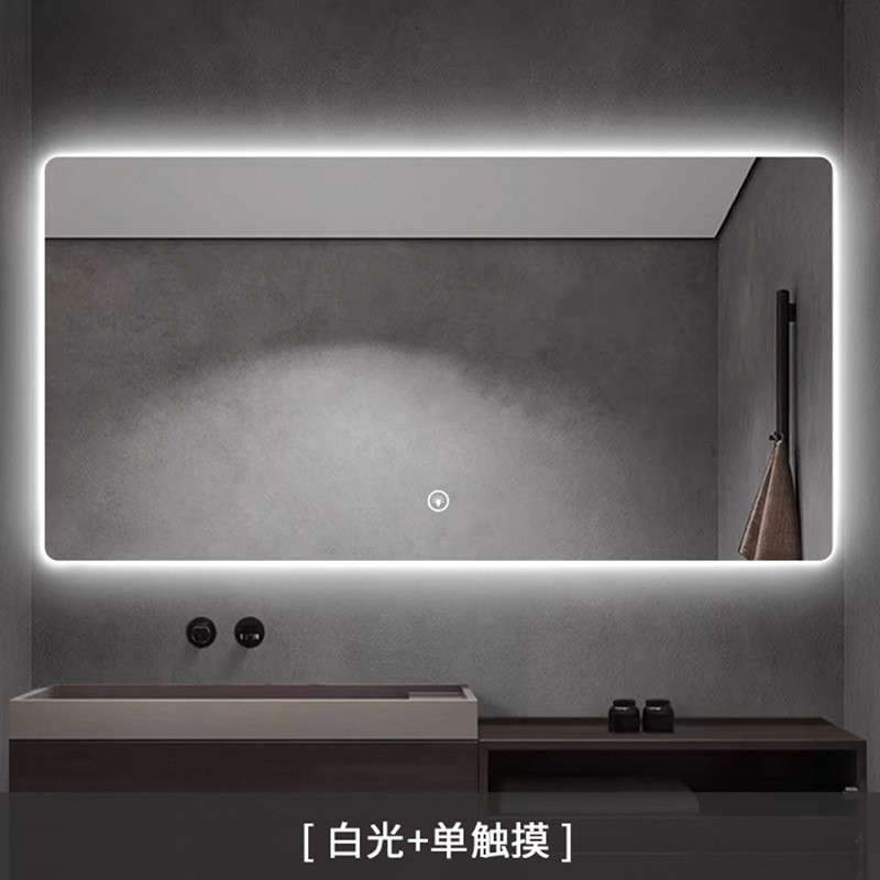 酒店防雾智能触摸屏时尚发光浴室镜洗手间卫生间外led镜子批发