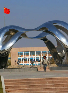 发光大型不锈钢镜面水景雕塑广场售楼部抽象户外金属园林景观摆件