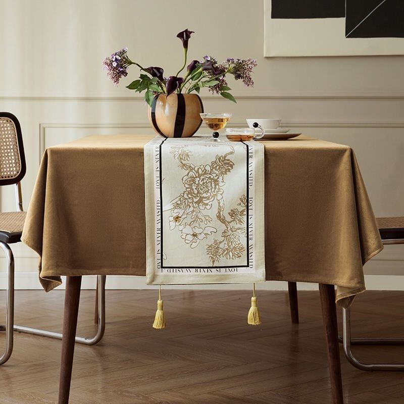 落樱奶油法式轻奢高级感桌旗长条餐桌装饰布暖色茶旗床旗床尾巾,居家布艺,桌旗,淘宝优惠券,粉丝福利购,淘宝优惠卷