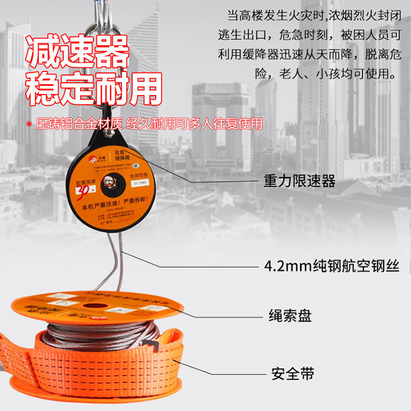 高楼逃生缓降救生多人高层高空家用往复式消防火灾应急自器安全绳