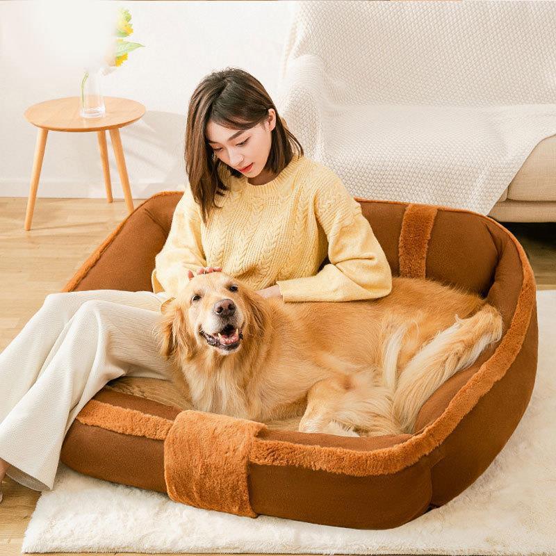 热销狗窝秋冬敞开式大型犬窝宠物用品四季通用可拆洗耐咬防拆金毛