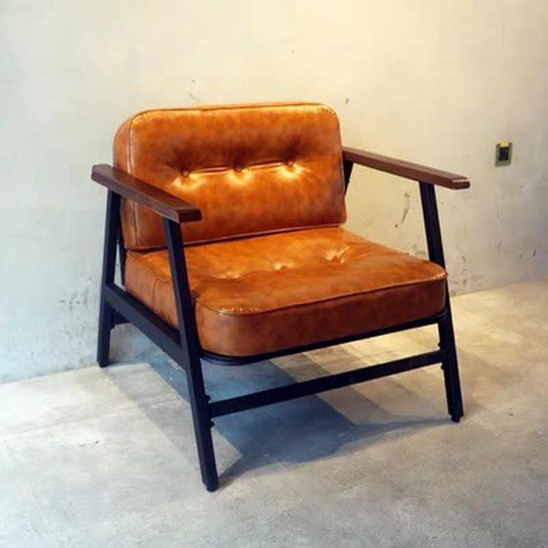 懒人工业风铁艺沙发服装店清吧美式客厅双人皮艺酒吧卡座茶几组合