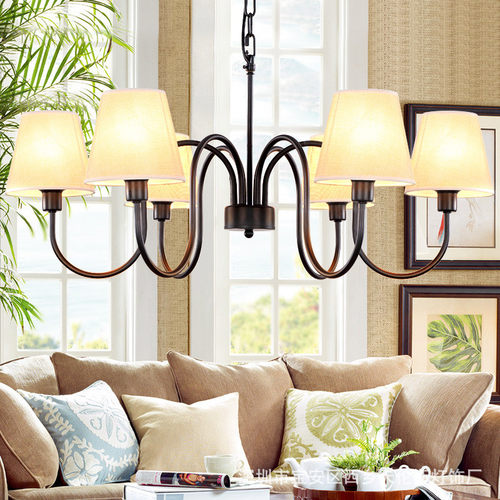 厂家直销新款美式铁艺吊灯led乡村风格客厅卧室餐厅创意吊灯