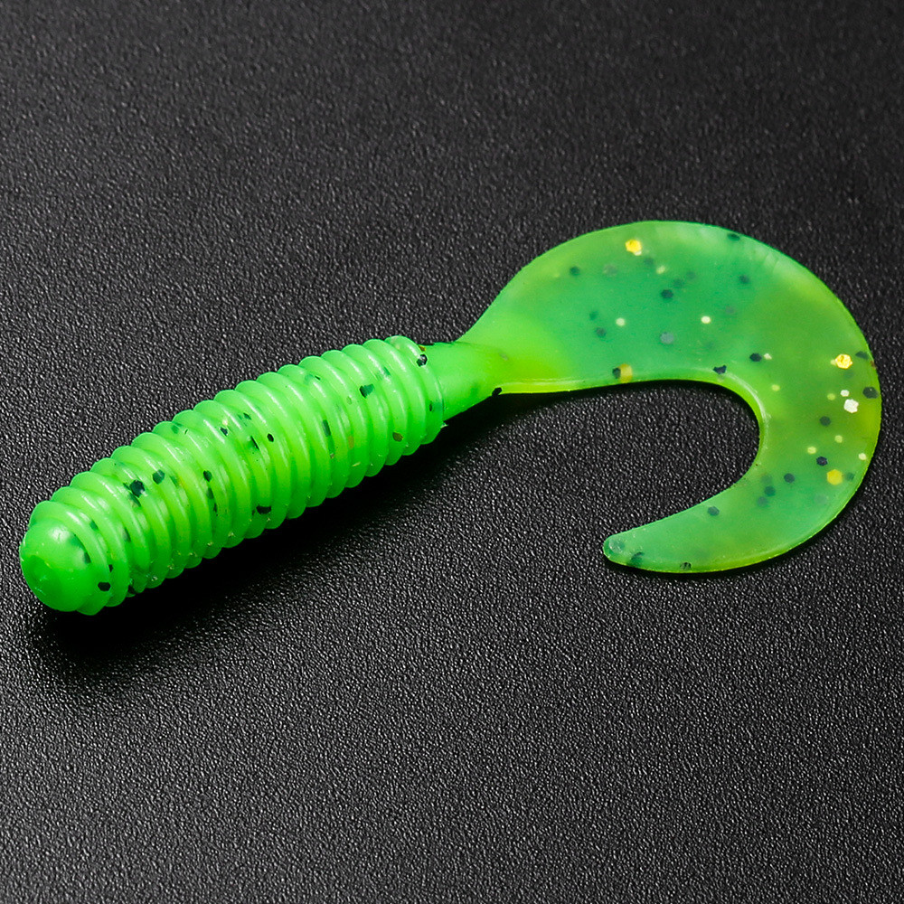 5cm/6cm/7cm路亚软饵软虫单卷尾尾蛆虫曲柄钩桂鱼鲈鱼鳜鱼批发
