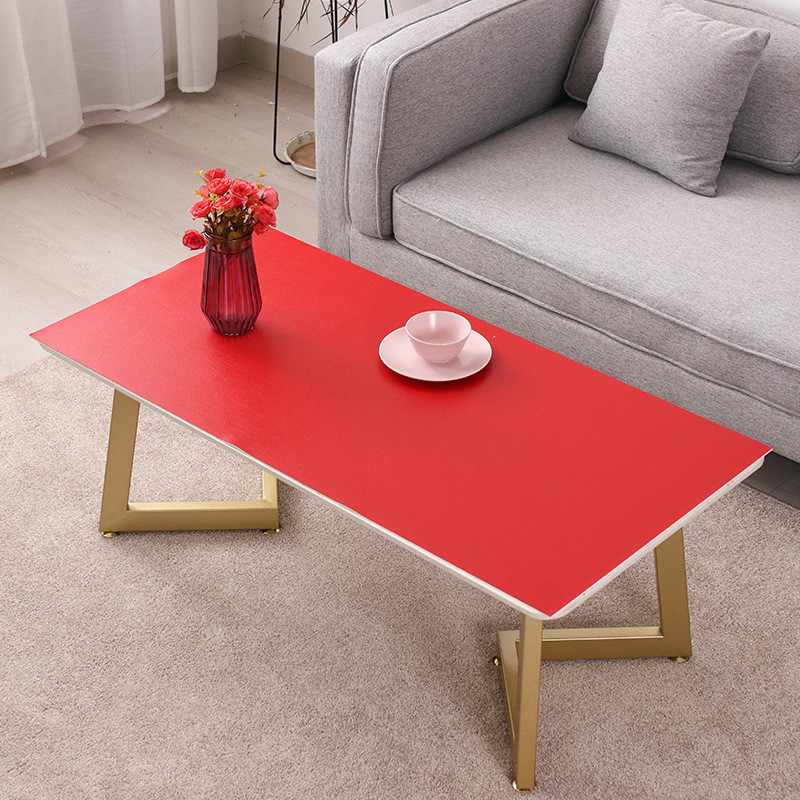 kbq1蓝色台布红色皮革餐桌布彩色pvc灰色纯色茶几布桌垫喜庆防水