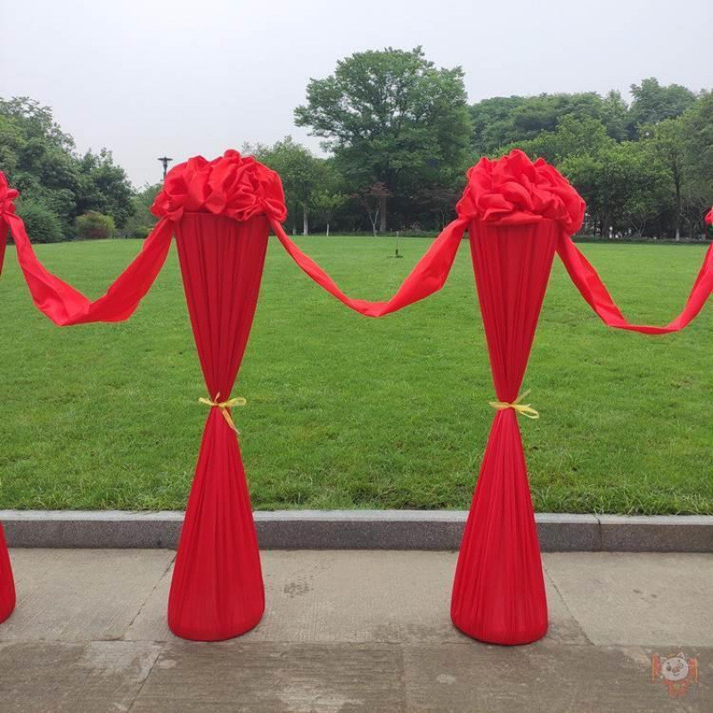 剪彩套装开业庆典仪式舞台道具用品花球立柱引路花柱大红花架柱子