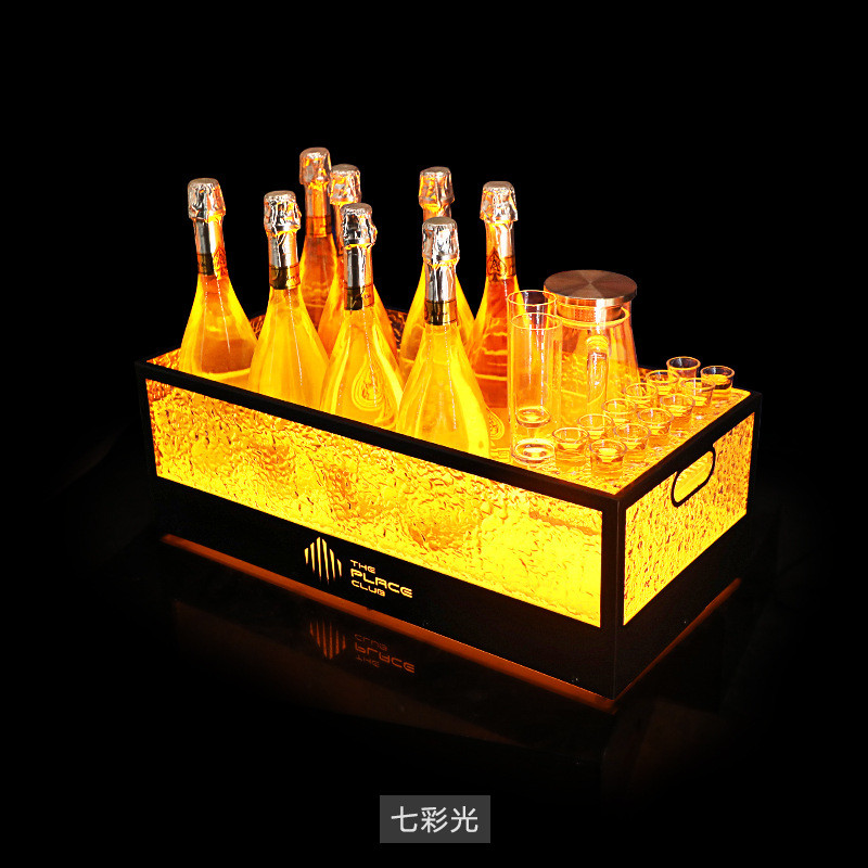 新款酒吧发光冰桶杯架酒纹酒桶高级会所ktv红酒洋酒酒托冰箱