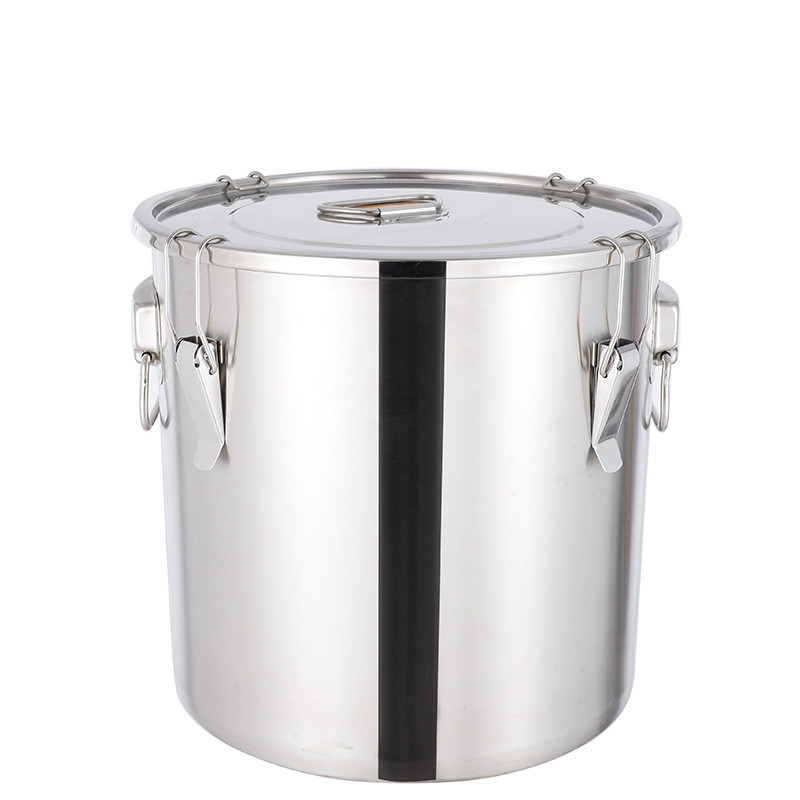不锈钢加厚304密封桶汤桶多用桶装水米油储物桶罐卡扣带汤锅
