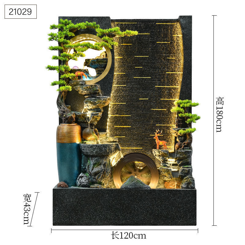 水幕墙瀑布高山流水摆件客厅玄关装饰品庭院公司酒店开业乔迁贺礼