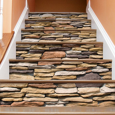 XH-DLT012仿3D立体石堆楼梯贴美饰装化自粘墙贴无痕可移除贴纸