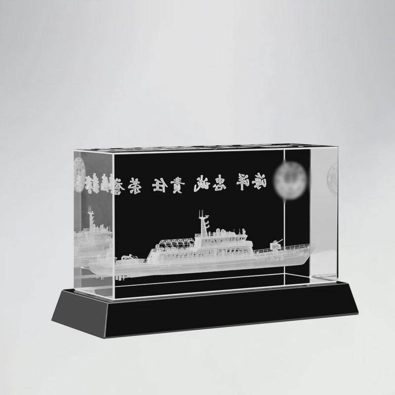 商务活动3d内雕船舶模型游轮货轮游艇新船水晶纪念礼品摆件
