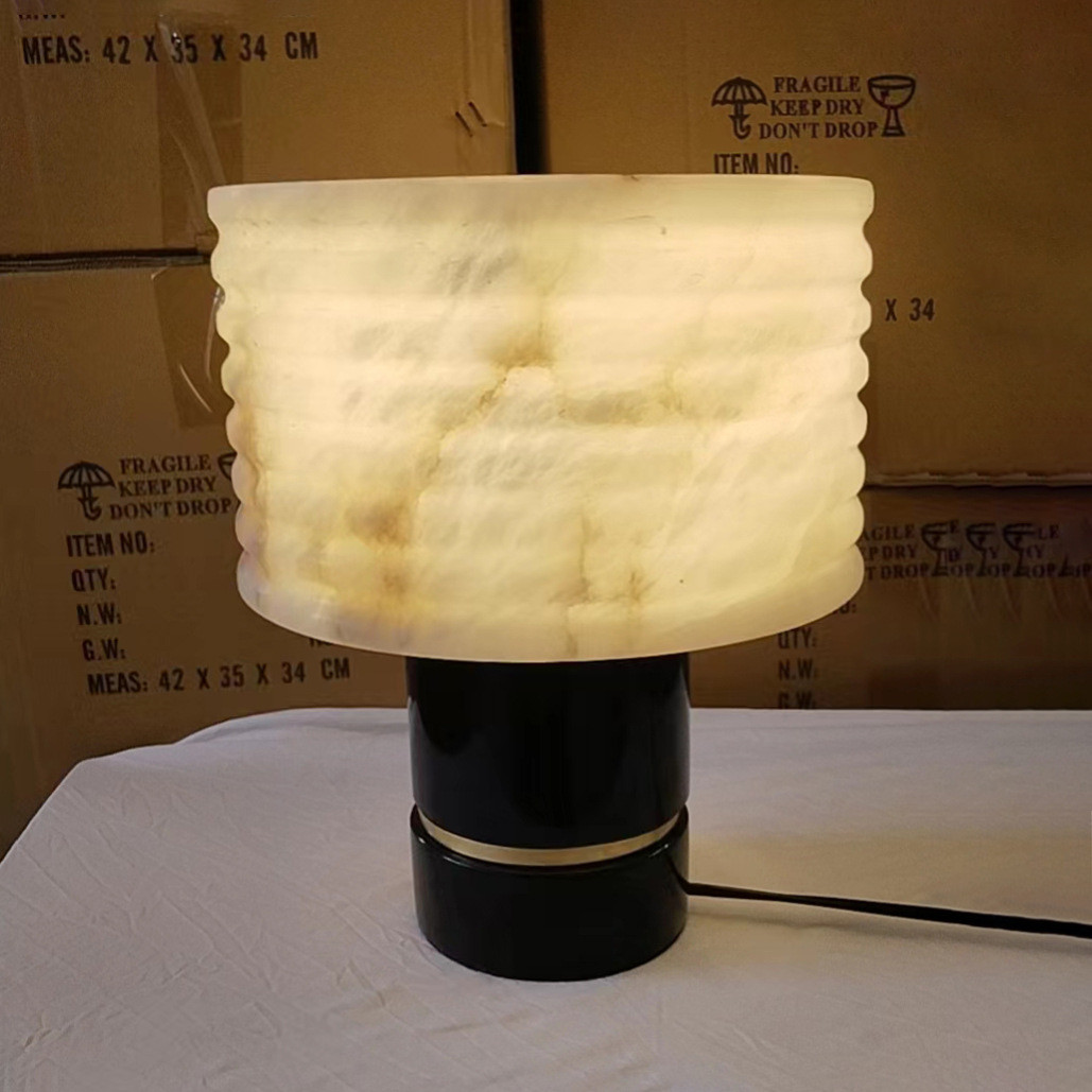新中式云石台灯客厅装饰现代别墅轻奢卧室设计师样板房酒店床头灯