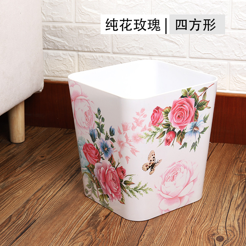 运隆欧式密胺塑料垃圾桶大号无盖方形家用客厅创意时尚圆形高颜值
