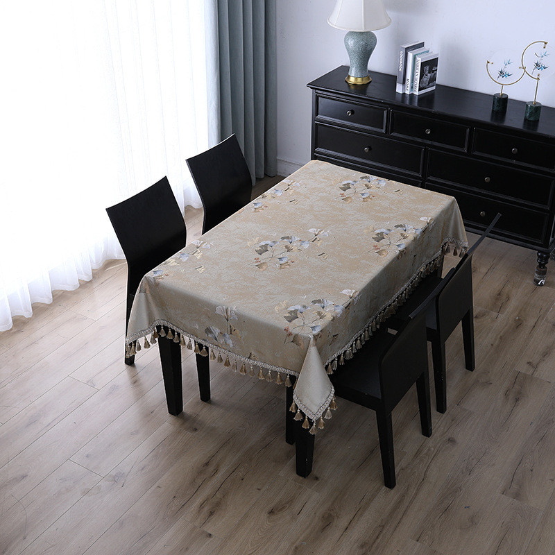 热销欧式古典银杏叶茶几桌布餐厅客厅家用长方形餐桌布轻奢台布布