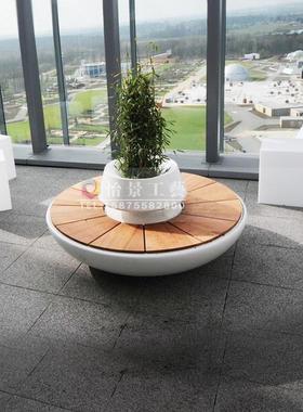 热销组合圆形座椅户外广场休闲椅落地玻璃钢玻璃钢花盆休闲椅直销