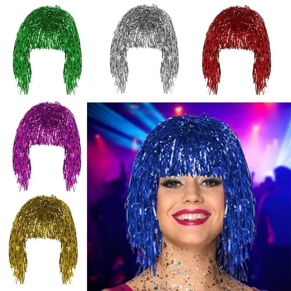 Prom Decor Metal Foil Funny Party Wigs Hair Masquerade