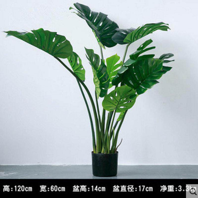 批发北欧仿真摄影道具植物盆栽盆景绿植家居装饰龟背叶