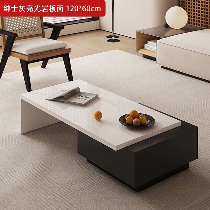 电视柜板茶几电视柜组合简约现代客厅家用伸缩茶几意式极简岩轻奢