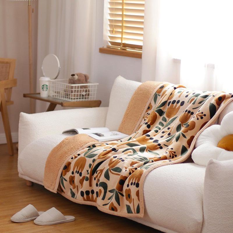 田园风法兰绒加厚冬季毛毯学生宿舍单人午睡绒毯办公室沙发盖毯子