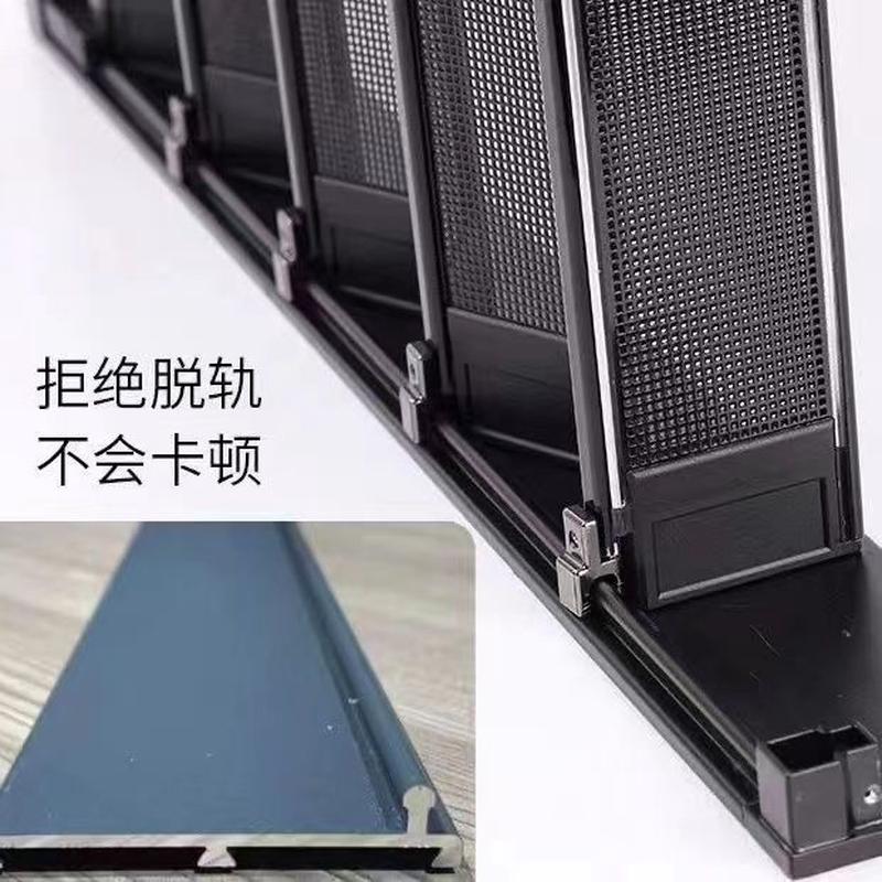 适用金刚网折叠纱门铝合金隐形推拉式防蚊防盗防猫狗伸缩折叠推拉