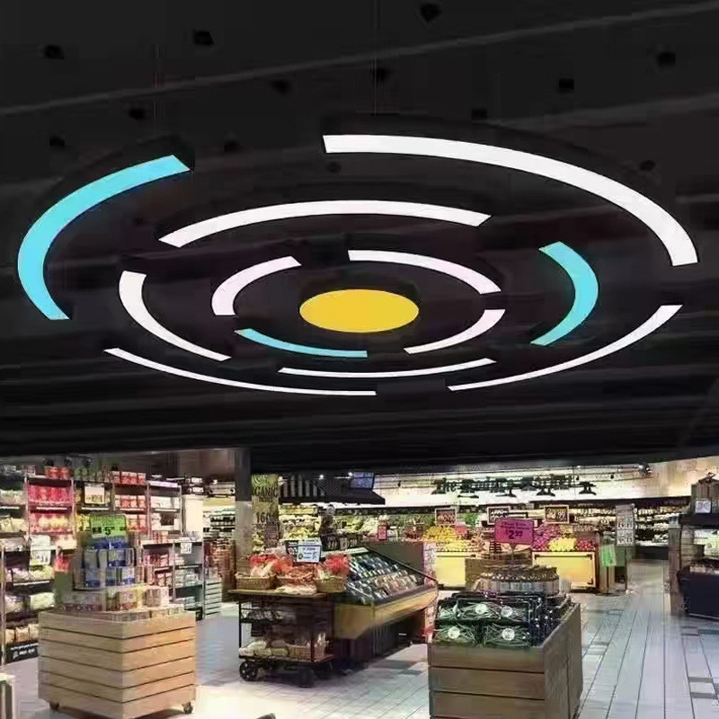 led非标定制办公灯异型造型拼接条形灯商超网咖吊线铁艺办公灯