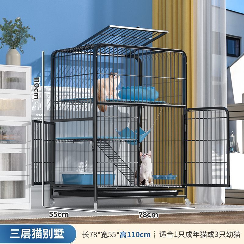 yq猫笼子猫别墅家用室内带厕所一体超大自由空间猫咪猫窝猫舍猫屋