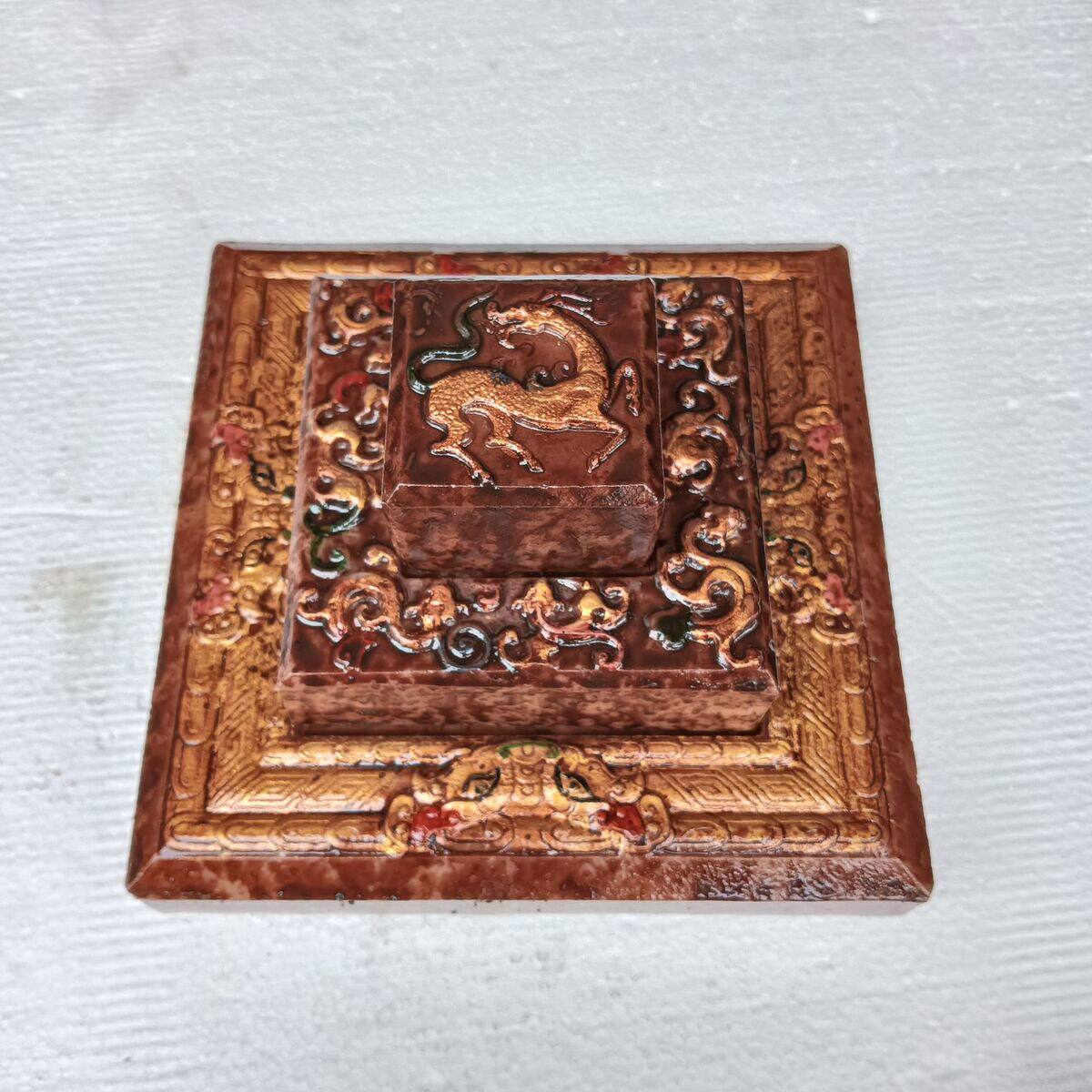 热销批发仿古做旧树脂三合一套工艺品古玩杂项仿寿山石玄武印章摆