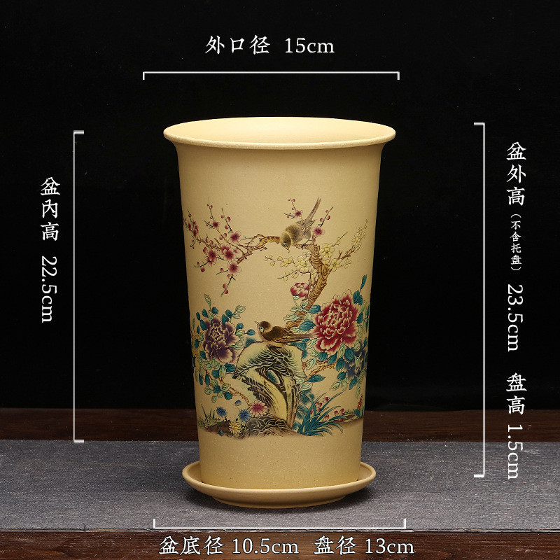 宜兴紫砂兰花盆贴花建兰精品高盆君子兰绿萝不掉色客厅盆景盆批发