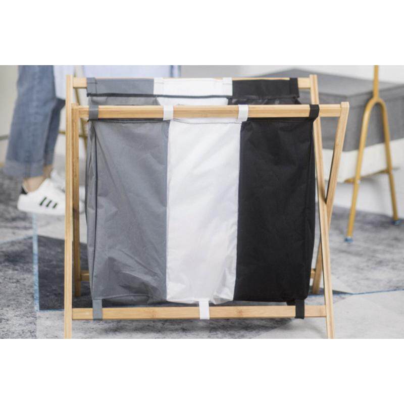 可折叠艺家用脏衣服洗漱收纳包竹布脏衣篮衣物分格储物收纳分类洗