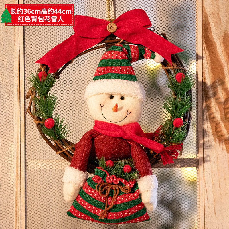 圣诞节装饰花环挂件圣诞树装扮场景布置藤条拍照挂饰周边墙挂门挂