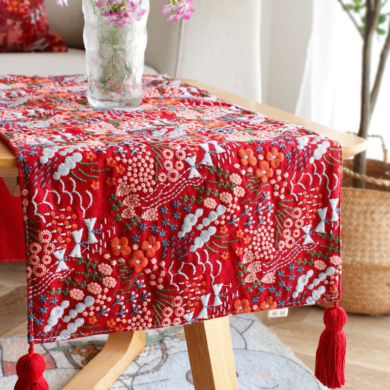 btv4轻奢刺绣桌旗结婚餐边柜电视柜长方形盖布茶几餐桌斗柜鞋柜桌,居家布艺,桌旗,淘宝优惠券,粉丝福利购,淘宝优惠卷