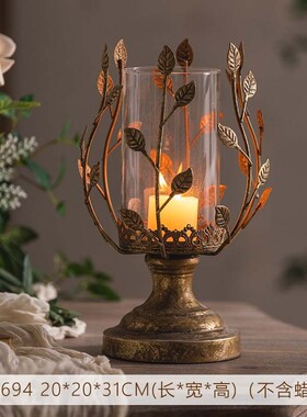 复古铁艺花卉烛台家居饰品氛围感装饰摆件咖啡厅民宿异形做旧烛台