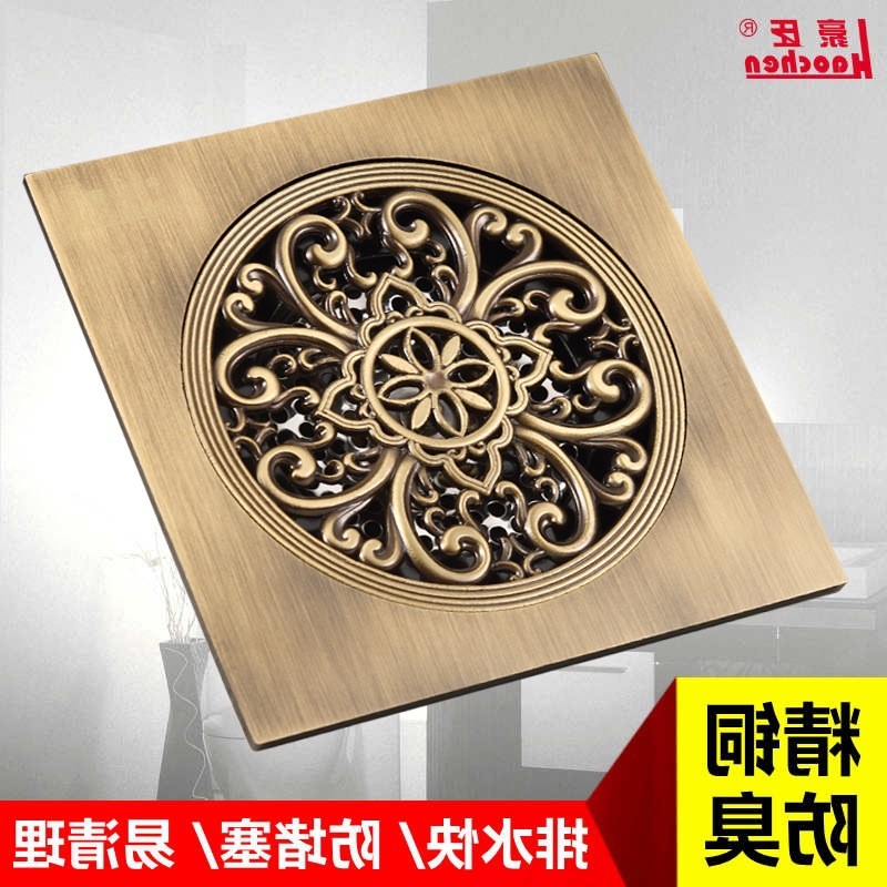 公版欧式雕花仿古铜地漏15公分防臭地漏芯卫生间下水道防虫防臭盖
