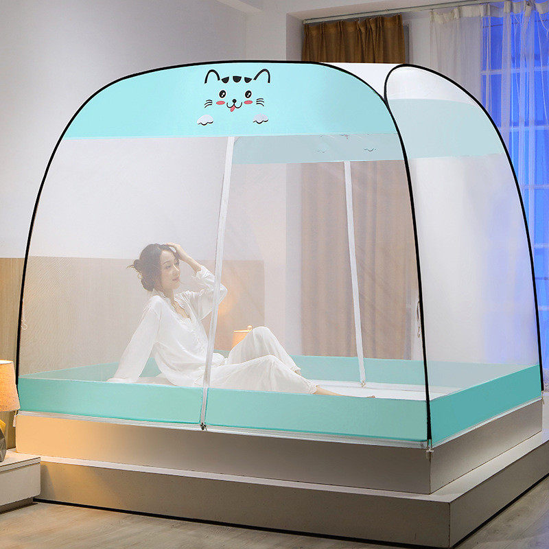 夏季免安装蚊帐防蚊防摔蒙古包蚊帐子学生宿舍帐子加密拉链双开门