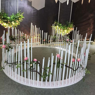新款造型曲线铝塑管婚礼舞台吊顶pvc婚礼策划婚庆现场创意布置