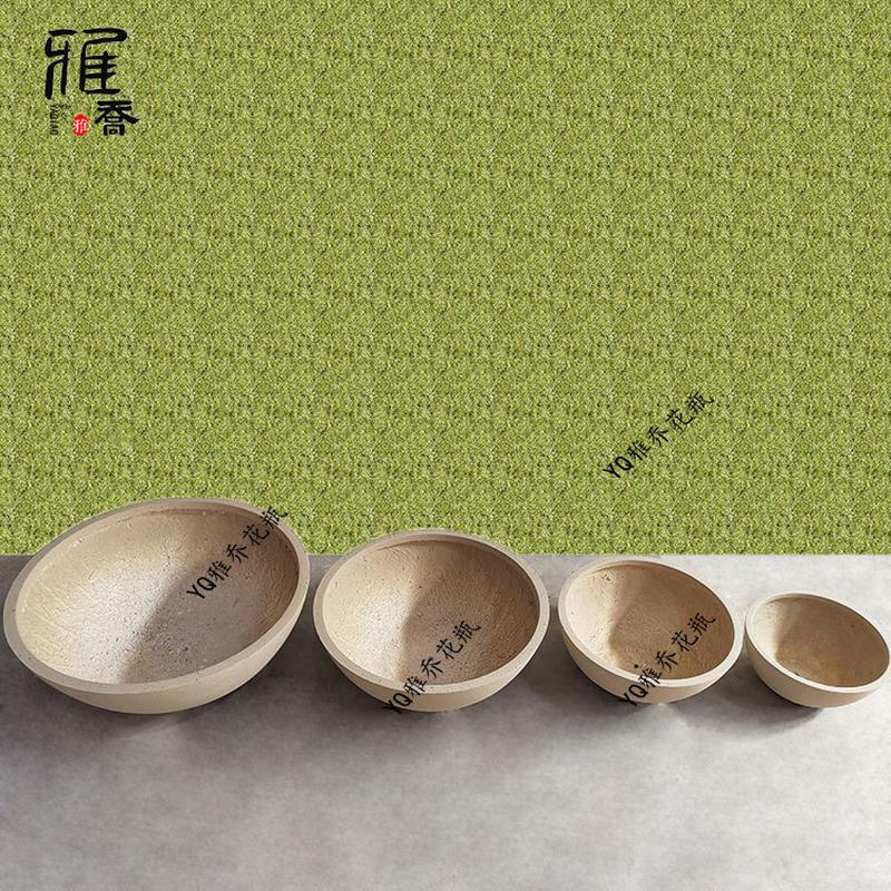 北欧氧化镁花盆组合商场酒店会所前台圆形多肉纤维花钵fiberclay