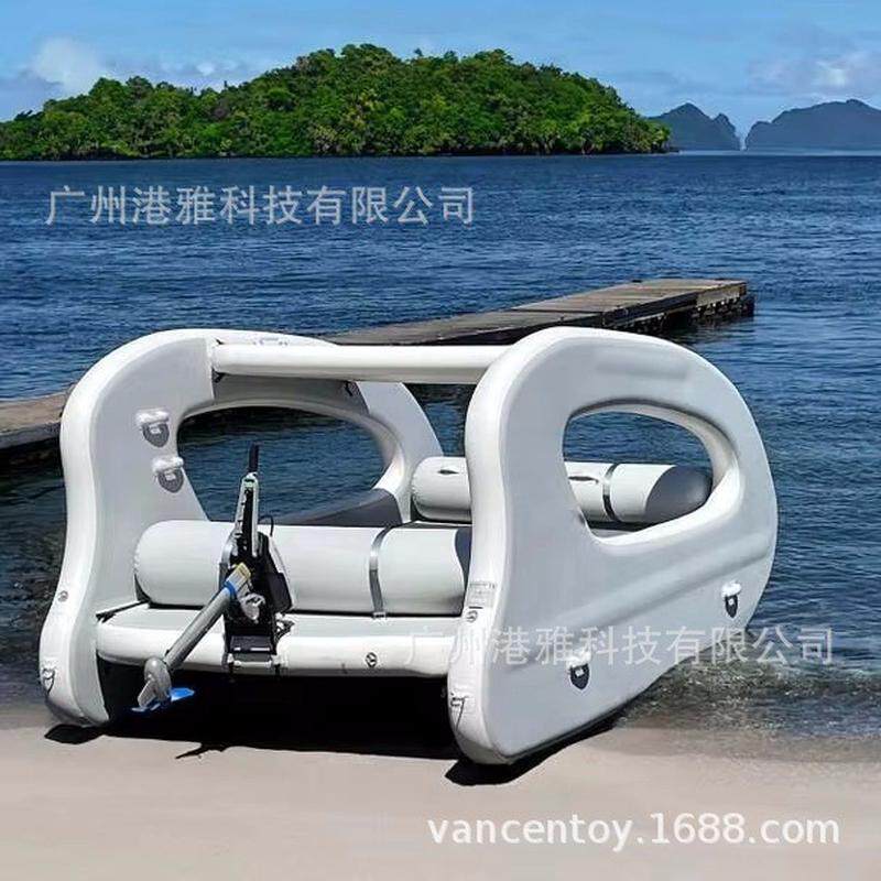 户外水上充气游艇电动搭建充气船太阳能景区游船免轻舟海上度假船