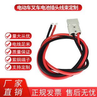 适配安德森电动叉车锂电池插头带线50A120A175350A充电连接器线束
