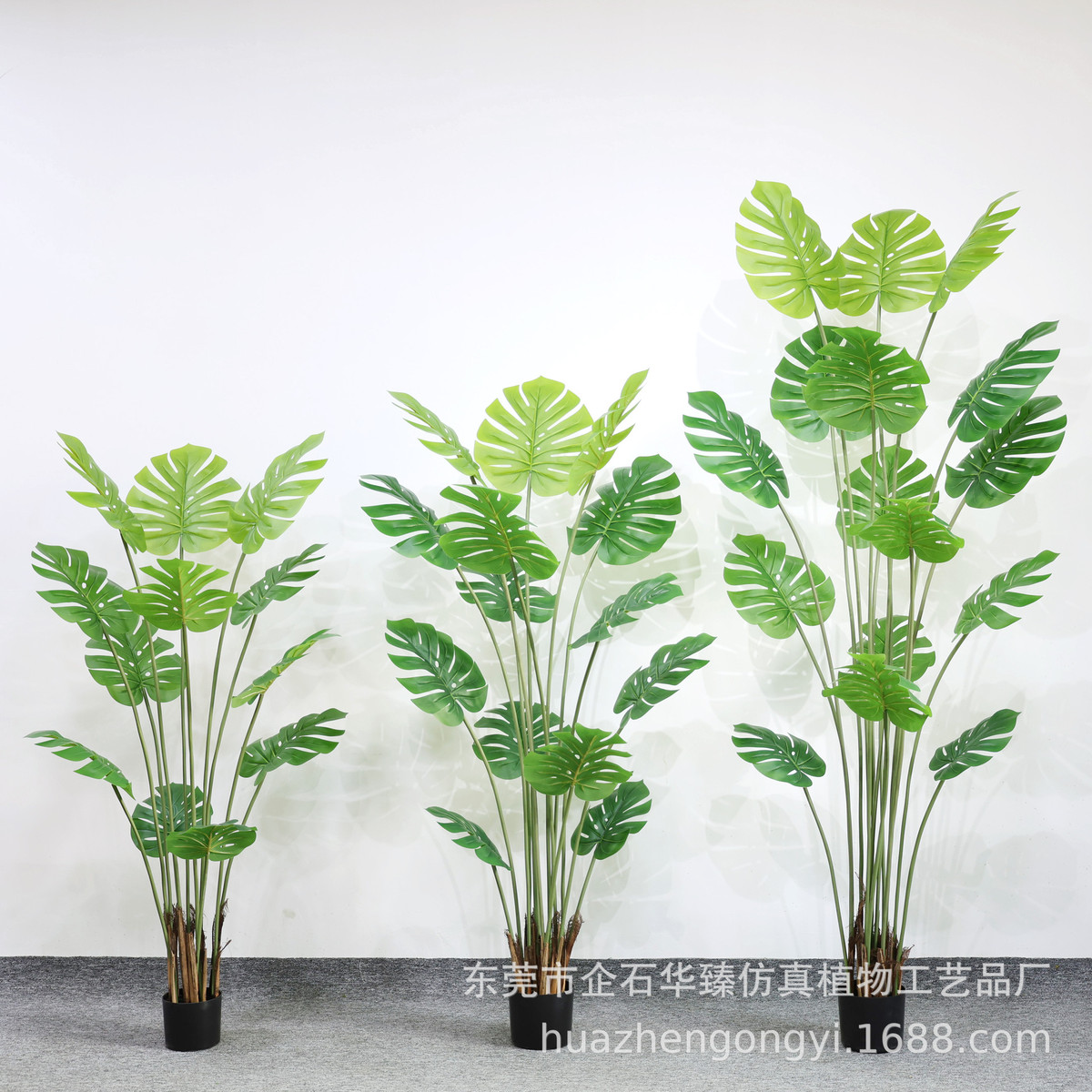 高端仿真绿植龟背竹室内落地盆栽橱窗装饰大型龟背树摆件假树批发