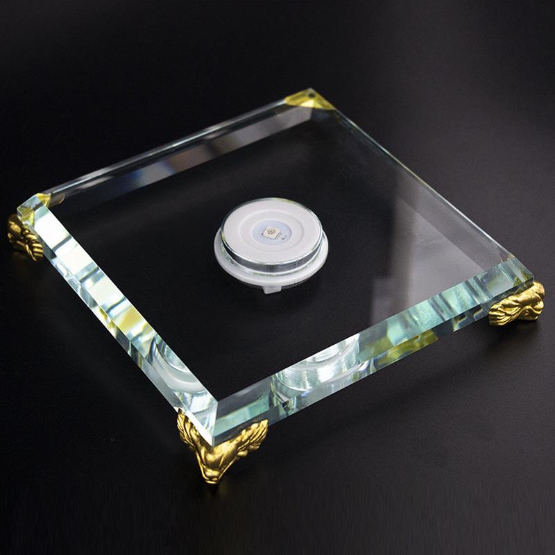 水晶金属底座七彩发光led水晶玻璃灯工艺品脚灯座diy供奉用品摆件