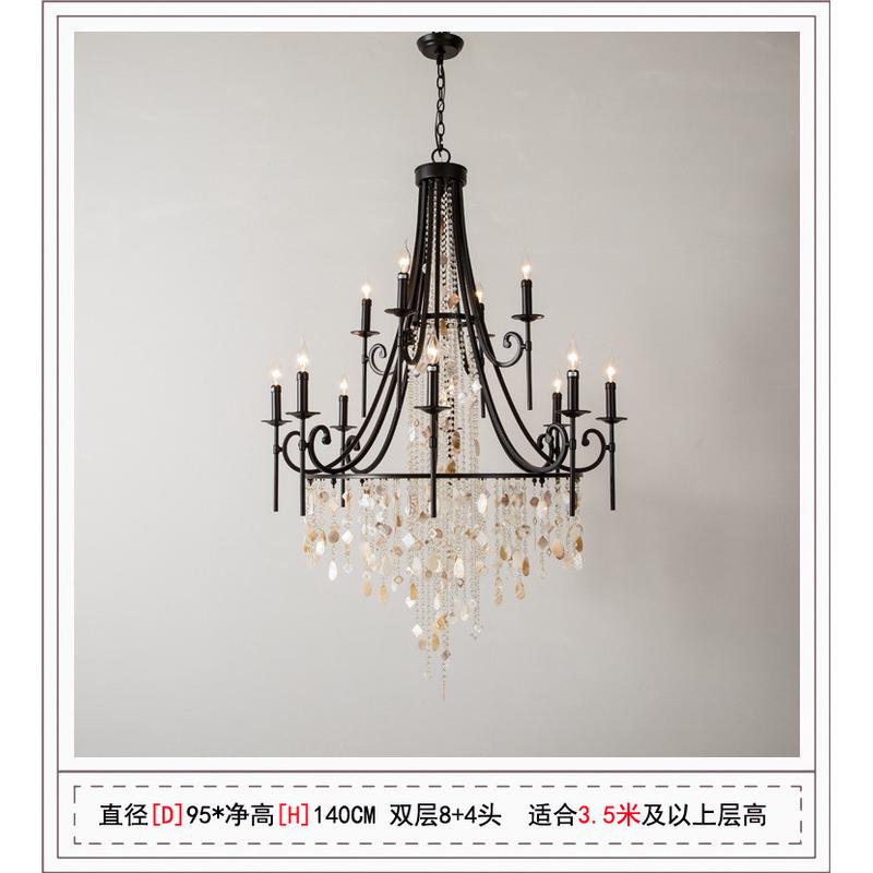 创意美式复式楼大水晶吊灯复古法式别墅客厅楼梯三层长吊灯客厅灯