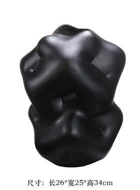 现代简约新中式不规则凹凸几何表面花器花瓶摆件样板房软装饰品