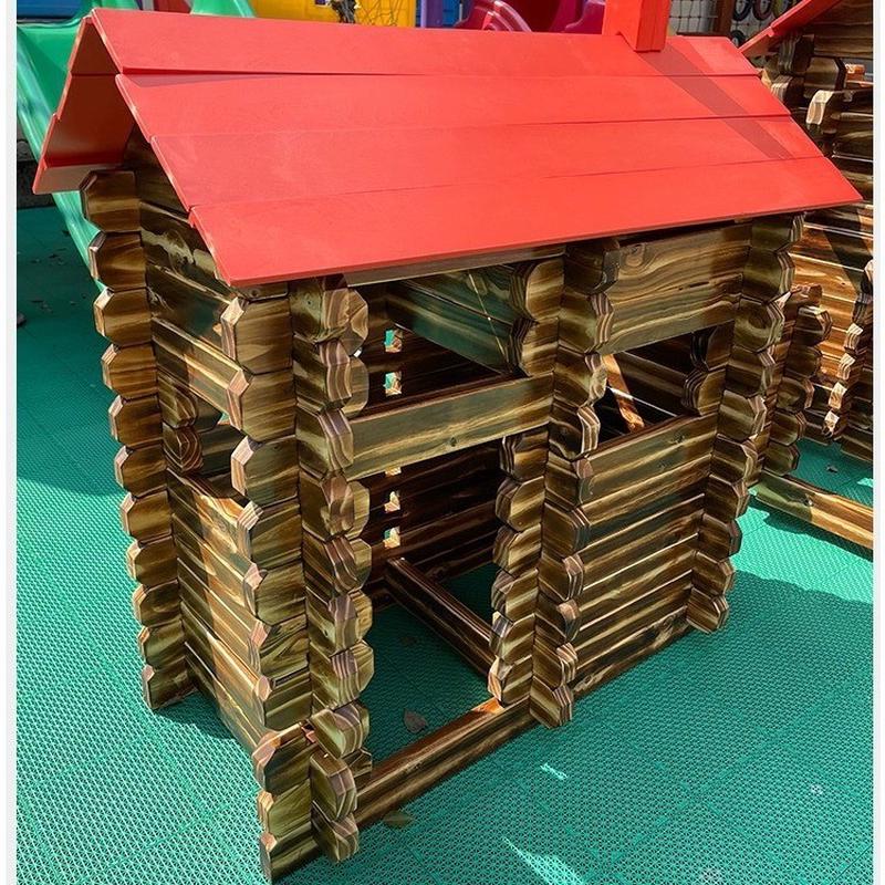 热销幼儿园积木大型童话小镇碳化户外儿童安吉游戏巧匠拼插建构区