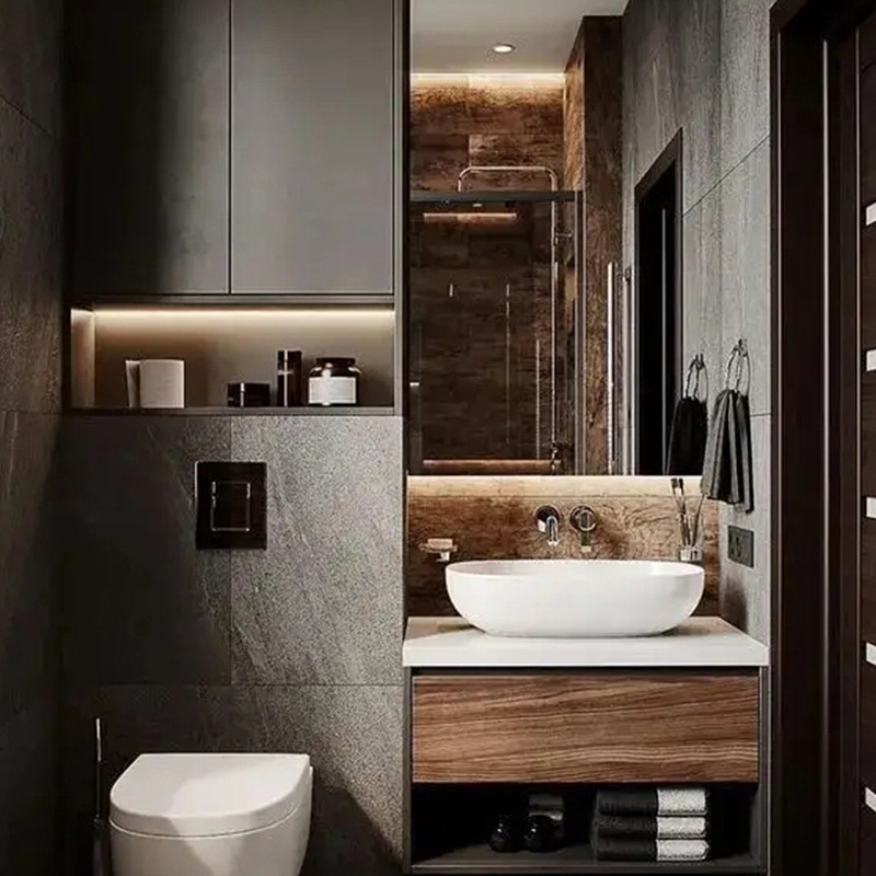 304嵌入式壁龛不锈钢卫生间拉丝黑钛置物架金属分层隔板柜储物柜