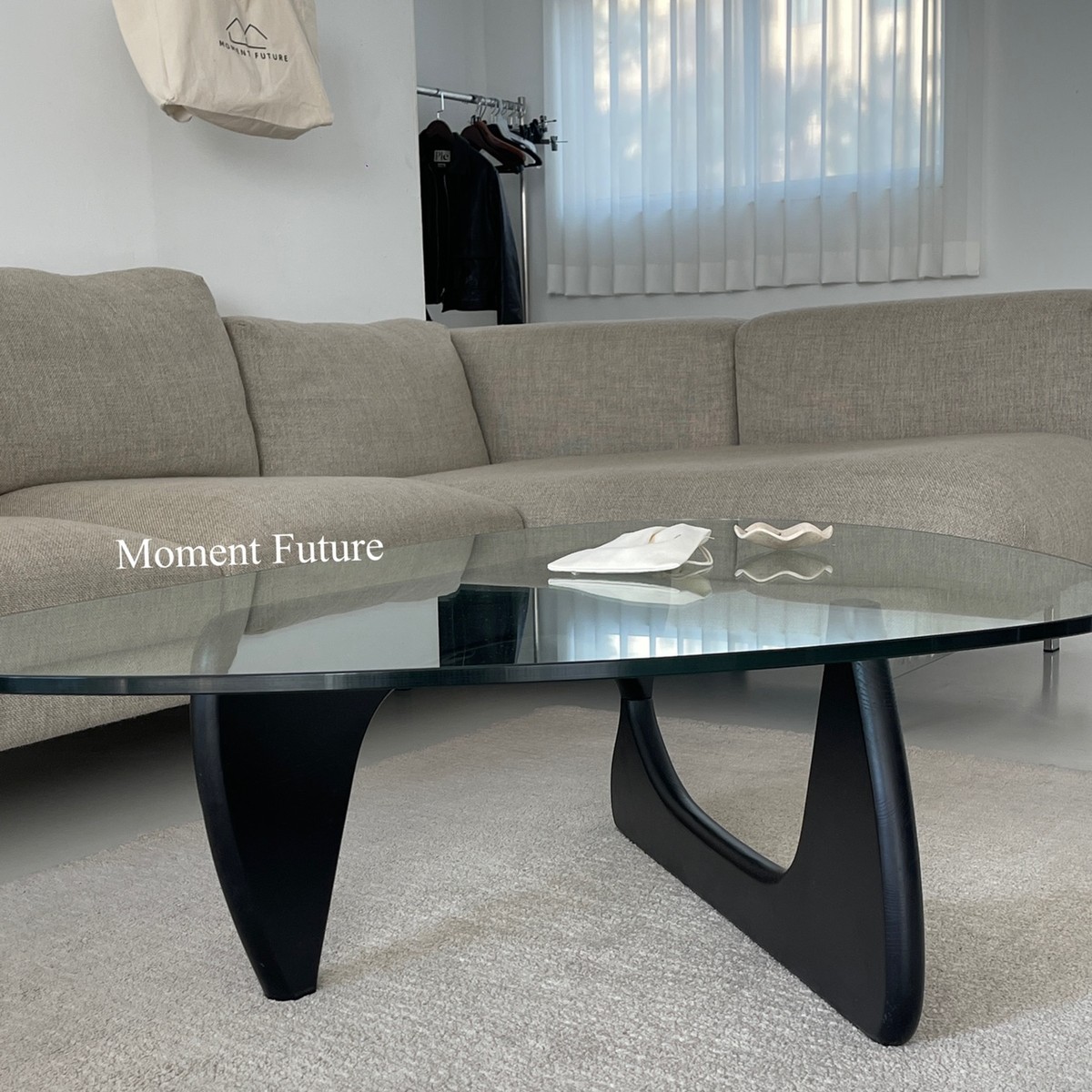 Moment Future黑色玻璃茶几小户型客厅简约高级小众钢化玻璃家用